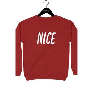 Christmas Naughty or Nice Graphic Sweatshirt Red Size Large NWT